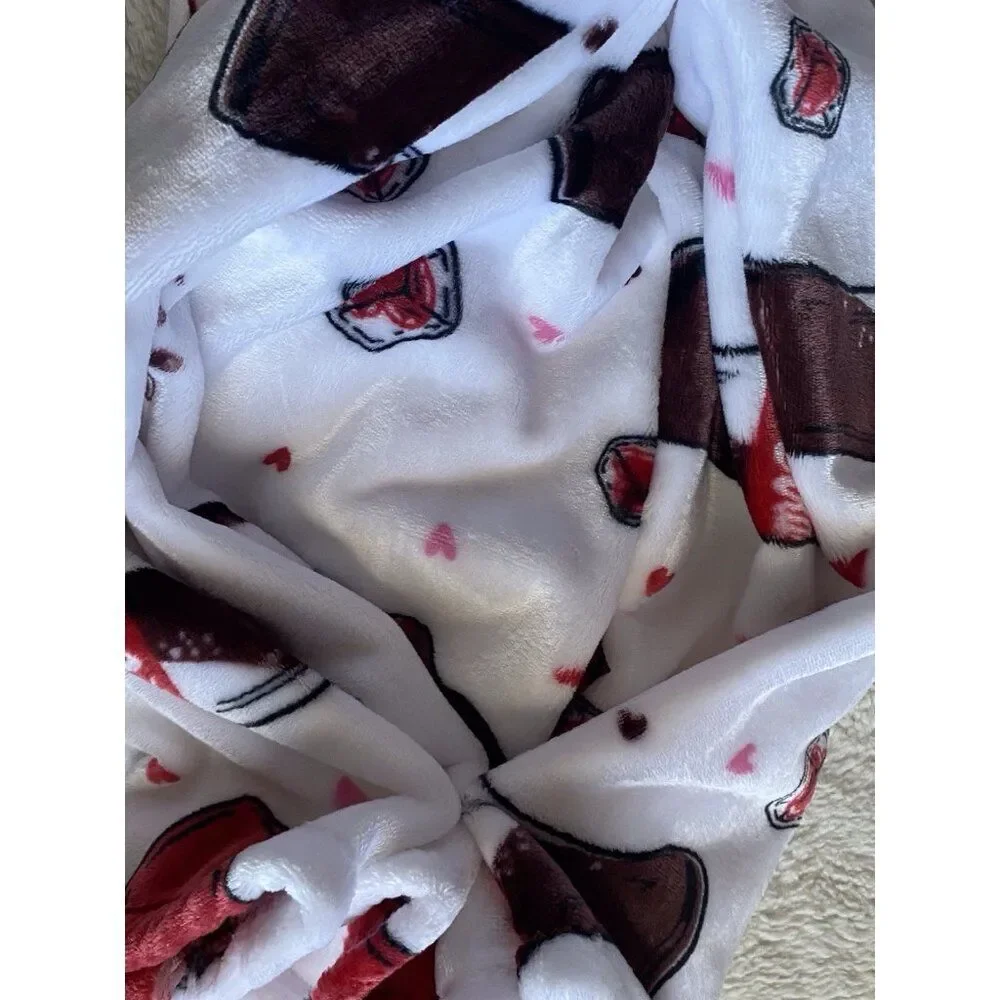 Coca Cola Bottle To Cup Heart Ice Cubes Valentines Throw‎ Blanket 60 X 70” NEW